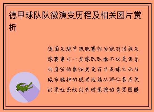 德甲球队队徽演变历程及相关图片赏析
